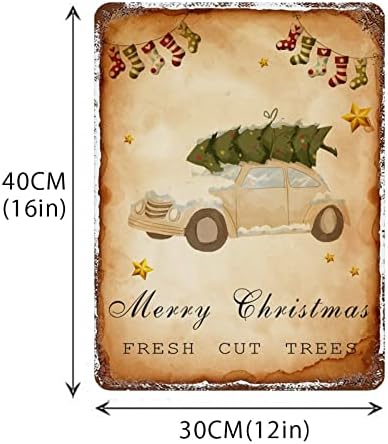 Божиќен декор знак борово дрво камион метални знаци чорапи банер starвезда wallид декорација плакети рустикална Божиќ што виси декорација