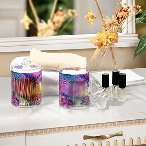 Mnsruu 4 пакет QTIP држач за организатор диспензерот Peonies Dragonfly Baly Contayers BALY Vanity Canister Canister Apothecary Jars за памучни