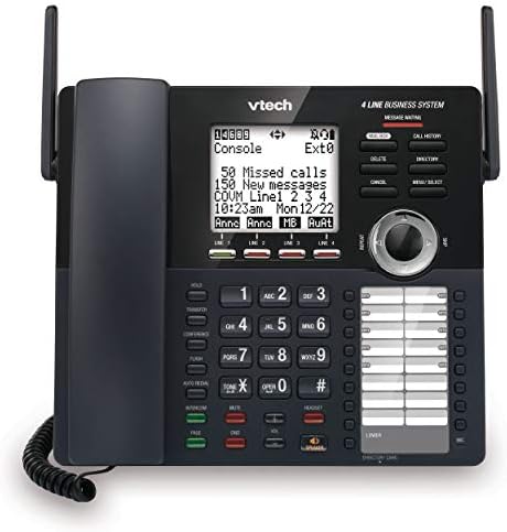 VTech AM18447 Главна конзола со 4-линиски проширувачки телефонски систем за канцеларии за мали деловни активности и VTECH AM18247