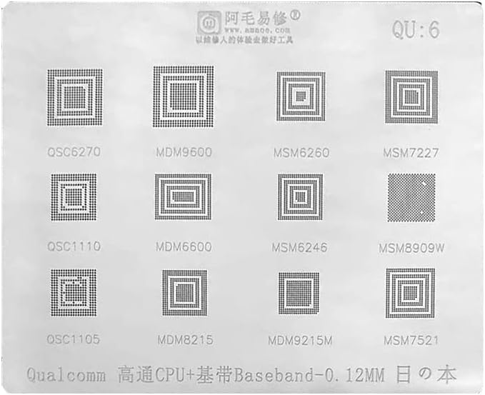 Hiscus amaoe Qualcomm Заедничка база на процесорот BGA Reballing Stencil за QSC6270/MDM6600/MDM9600 -