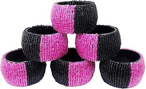 Шарвгун салфетки прстени сет од 6 рачно изработени држачи за салфетки за свадбени центри за забави за забава, специјални прилики за