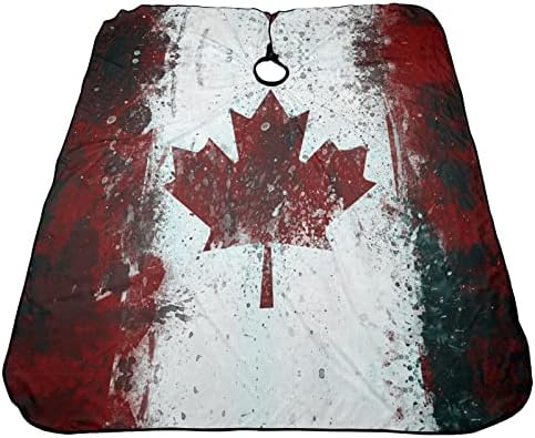 Канада знаме за фризура престилка за сечење на косата Кејп 55 x 66 инчи, водоотпорна прилагодлива наметка за облекување на косата,
