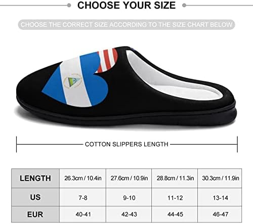 Никарагва Американско Срце Знаме Плишани Влечки Смешни Графички Обувки Памучни Куќни Чевли За Мажи Внатрешни Надворешни