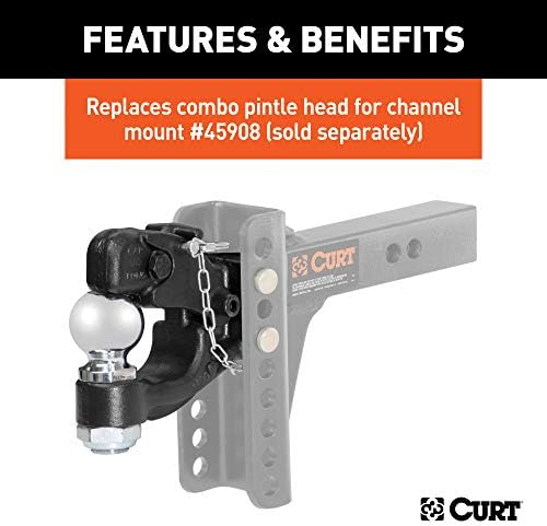 Curt 45922 Channel Mount Pintle Attackment со 2-5/16-инчен топка, 20,000 фунти, потребна е Шанк, црна