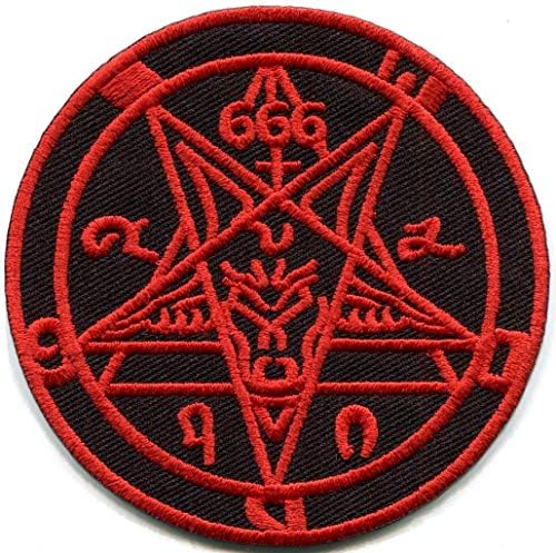 Многу 2 сатанични бафомет коза глава + 666 марка на astверот извезени апликации за закрпи на железо