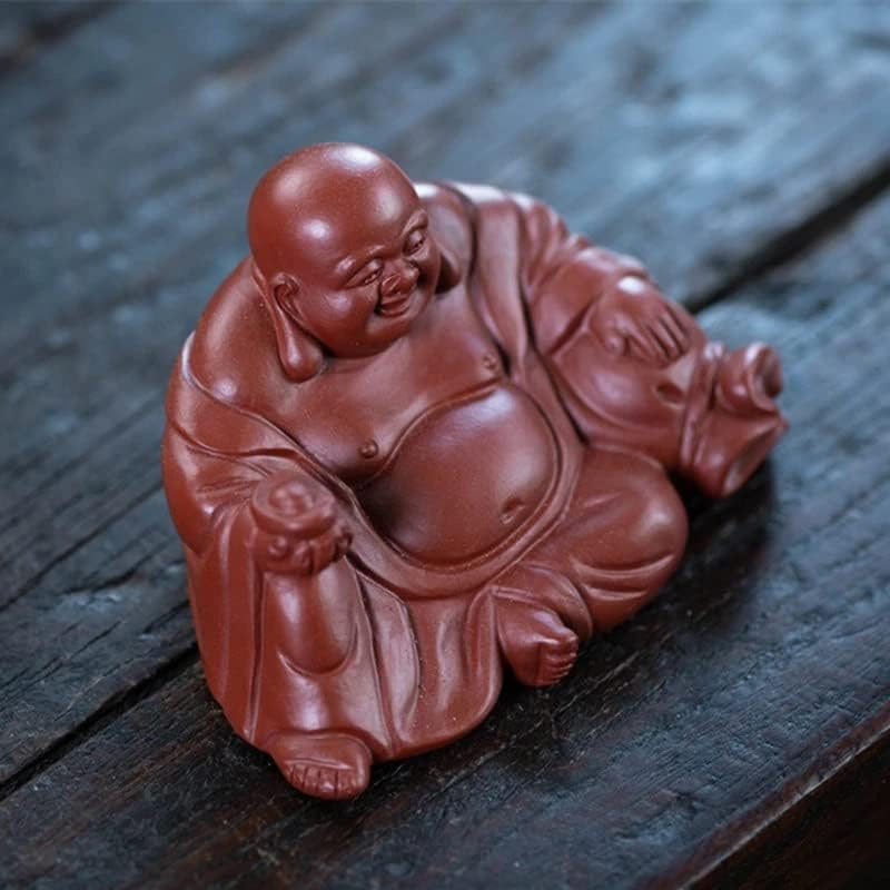 Liruxun Purple Clay Tea Pet Lucky Maitreya Budda статуа скулптура украси рачно изработени чај фигурини занаети со занаетчиски производи