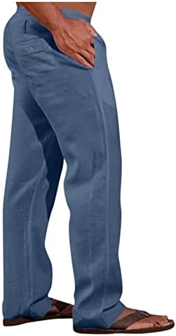 Машка модна обична памучна памучна влечка цврста боја панталони за плажа панталони