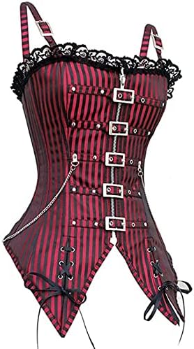 Womenените Steampunk Corset Gothic Corsets Bustier Top Faux Leather Weist Cincher Overbust Corset Top Top со токи
