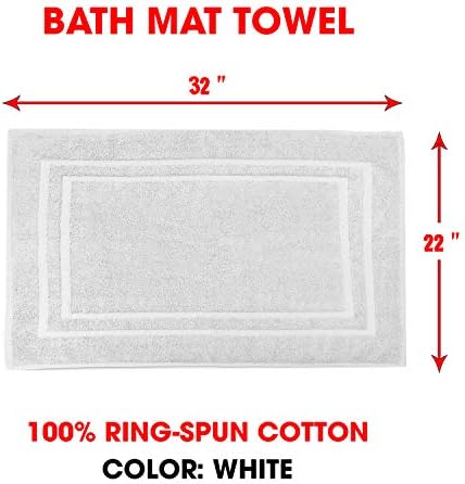 Талванија бања под кат крпа за бања - 22 ”x 32” врзан килим - прстен вртено памук - мошне апсорбирана машина за перење - 2 пакувања бели