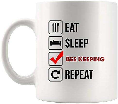 Јадете спиење Повторете пчела чувајќи чаша чаша чај чај подарок | Идеи за подароци деца деца патуваат пријател земјоделец пчелар фарма