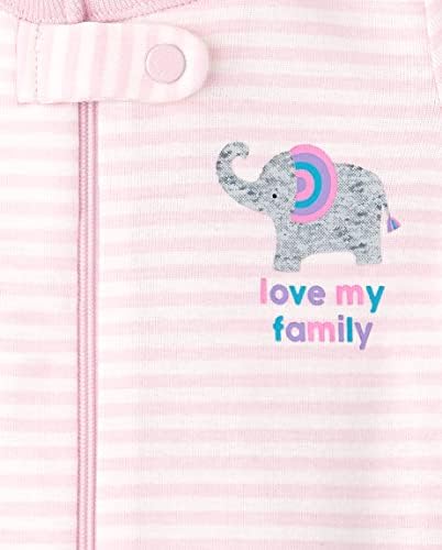 Девојките девојки за бебиња и девојки за деца кои се вклопуваат памук од памук со еден парче нозе пижама 2-пакет