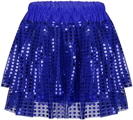 Девојки девојки од ijeyjoo sequins tiered elastic половината латински џез танц туту здолниште навивачки перформанси мини скејтер здолништа