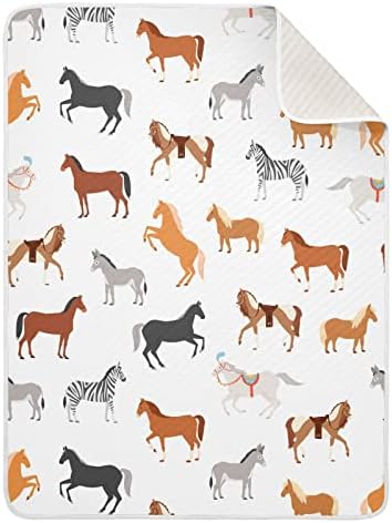 Swaddle Chorse Horse Pony Zebra магаре памучно ќебе за новороденчиња, примање ќебе, лесен мек за тресење за креветчето, шетач,
