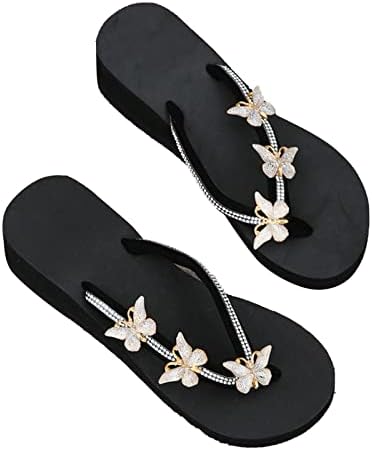 Rbculf женски флип-флоп чевли мода rhinestone лак-јазол наклон на отворена папучи за пети удобни клип-пети слајдови сандали на плажа