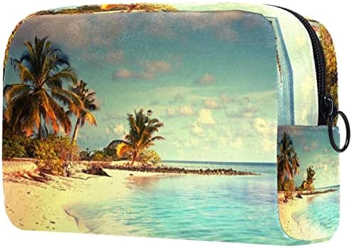 Вошџиук Мала Торба За Шминка Патна Козметичка Торба Со Патент, Празнична Тропска плажа, Козметички Организатор За Жени