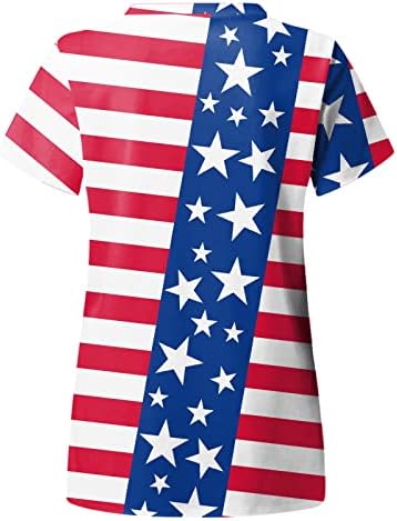 4 јули Блузи За Жени Знаме На Сад Летни Маици Со Кратки Ракави Против Вратот Со 2 Џебови Блузи Празнична Секојдневна Работна Облека