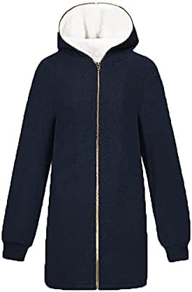 Зимски зимски палта Дами на отворено основни удобни палто со долги ракави, палто на лаптоп, удобна цврста полиестерска јакна