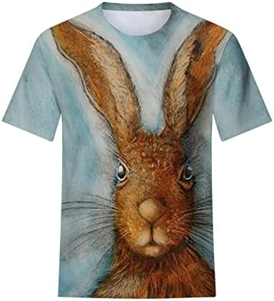 Womenените Велигденски маички Симпатична зајаче зајак графичка маица симпатична кратка ракав врвови обична маичка кошула лабава екипа на вратот