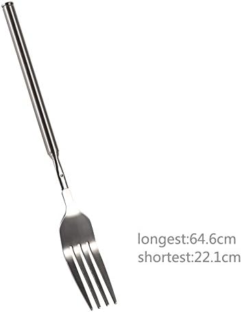 Вилушка за јадење, вилушка за јадење од нерѓосувачки челик, 8,7~25,4 инчи прилагодлива вилушка за јадење од нерѓосувачки челик, телескопска