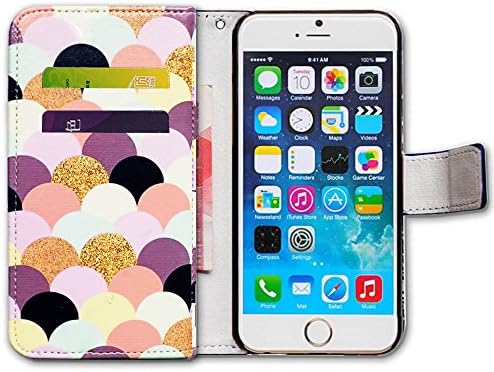 ipod touch 7 Case, iPod Touch 6 Case, BCOV шарен круг на паричникот на паричникот Флип кожа покритие со држач за лична карта за картички