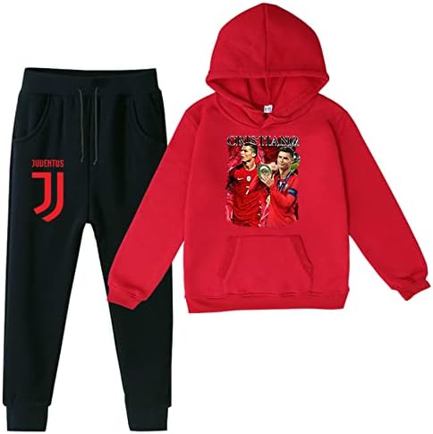 Zapion Kids Cristiano Ronaldo Sweatshirts 2piece pullover дуксери и џогерски панталони поставува CR7 случајна тренерка за момчиња,