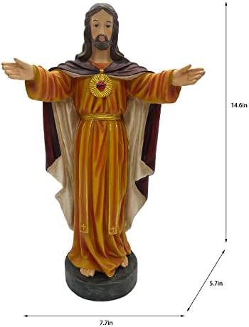 Флориден Свето срце на Исус Света фигура религиозен декор, религиозна фигура, католички подароци, христијански католички домашни украси на отворено