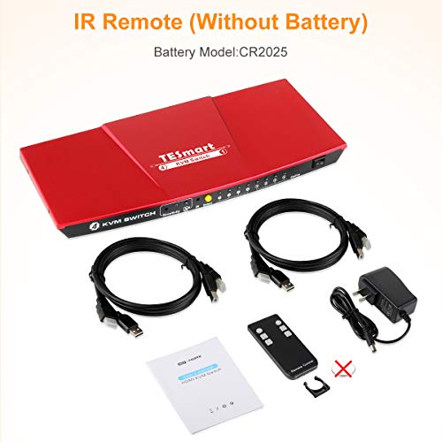 TESmart 4 Порт HDMI Kvm Прекинувач, Поддршка 4K@30hz RGB 4:4:4, USB 2.0 Центар, EDID, Hotkey, Копче Префрлување, IR Далечински