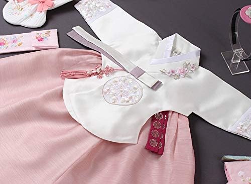 Девојче бебе Ханбок Кореја Традиционален фустан Облека за прв роденденска забава 1 Возраст вкупно 10 артикли од слонова коска