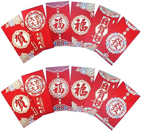 Пангмао 12 парчиња кинески Пролетен фестивал црвен Плик Новогодишен Роденден Црвен Плик Хонгбао