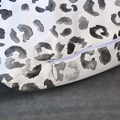 Emvency Фрли перница покритие симпатична снежна леопард шема црна акварела рака боја бела дамки декоративни перници куќиште дома декор