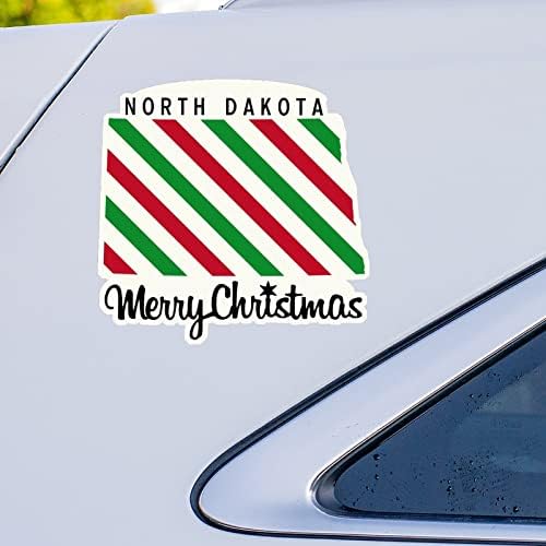 Божиќни налепници Северна Дакота Домашна држава налепници Мери Божиќ Северна Дакота Мапа за автомобили Декл Божиќна декорација прозорец