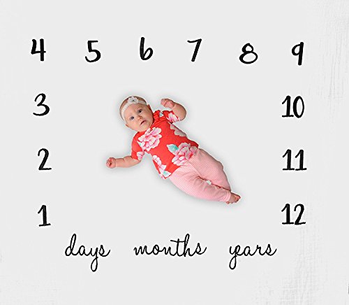 Kiddo Kind Baby Milestone, ќебе од месец до месец, реквизити за фотографирање - Екстра големи 52 x 47 инчи месечни ќебиња за возраста создаваат