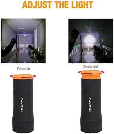 Everbrite 2-во-1 мини фенери и светилки со 3 режими, 2 пакувања преносни на отворено LED Zoomable факели, вклучени батерии на ААА-за кампување