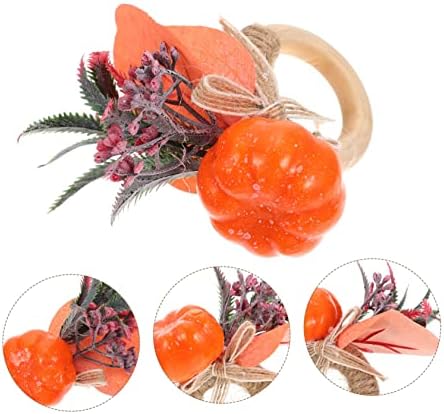 Копчиња за салфетка од тиква од тиква портокалова декор лисја украс гроздобер декор жетва за салфетка Денот на благодарноста на салфетка прстени