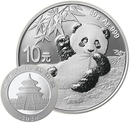 2020 ЦН 30 гр Сребрена Панда ¥10 Монета Дијамант Панда Сребрена Монета