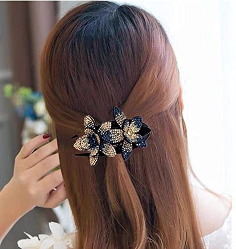 5 Парчиња Двојно Цвеќе Штипки за Коса фенси декоративен клип за коса додатоци за коса за жени кристална коса шноли украси за