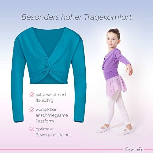TanzMuster ® Девојки со долги ракави на балетски култури - Миа - Дополнителна мека и издржлива мешавина од памук