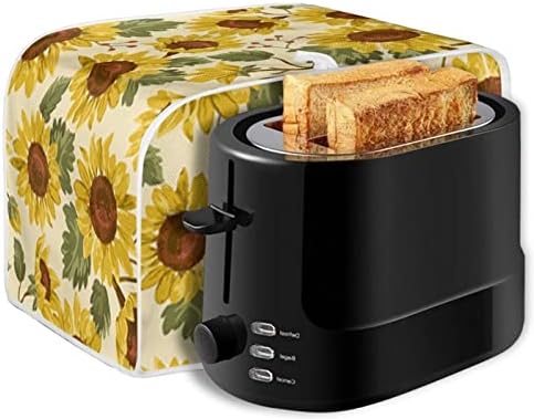 Wellflyhom есен сончоглед тостер покрива 4 парчиња широк слот декоративен леб тостер печка во изобилство на кујната кујна броилци