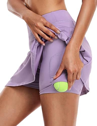 Coorun Women Tennis Skorts Атлетик голф Skorts Solid Fight Shap Run Shirt Active Pleated Spirds Sportswear со еластични шорцеви