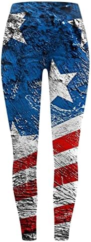 Американско знаме Патриотски нозе женски високи половини во САД знаме јога панталони лесни хулахопки за вежбање со целосна должина