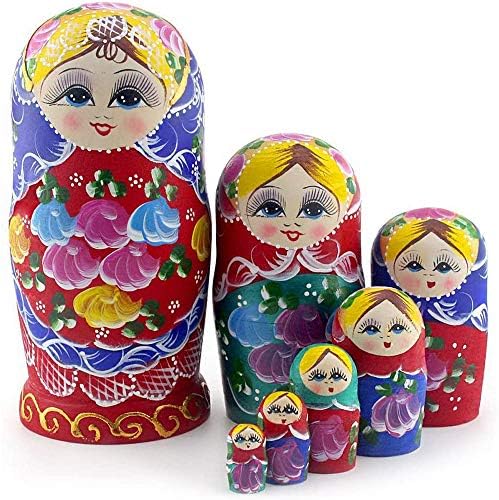 Starвездени руски кукли за гнездење matryoshka дрво редење вгнезден сет 7 парчиња рачно изработени играчки за деца деца деца Божиќ