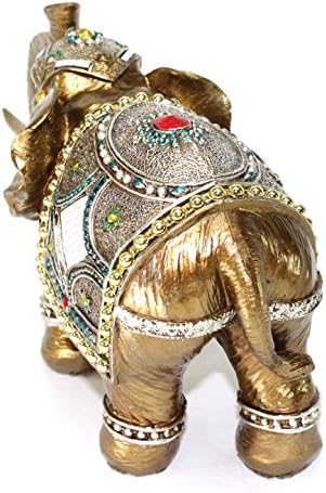 Златен фенг шуи 7 Елегантен слон трупец статуа Богатство Среќа фигура за украси за домови