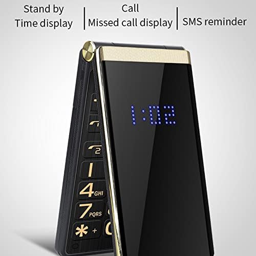 Флип Телефон, 2G отклучен мобилен телефон со кабел за полнење и куќиште со кожени пупи, двојна миризба со двојна состојба на 5900mAh
