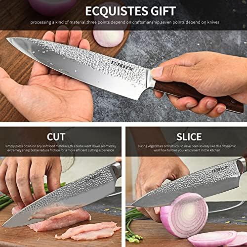 Нож за готвач Еускем, нож од 8 инчи кујнски готвач, ултра остра професионален нож за готвач, погоден за професионално готвење и домашна употреба