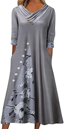 Графички фустан на Енху за жени лето есен, кратка половина ракав длабок v врат среќен фестивал подарок фустан дами копче 2023 ае