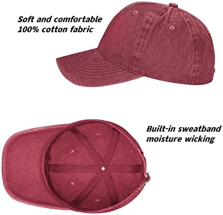 2 пакувања потресени бејзбол капачиња Гроздобер измиен памук прилагодливо со низок профил Деним Бејзбол капа за жени и мажи