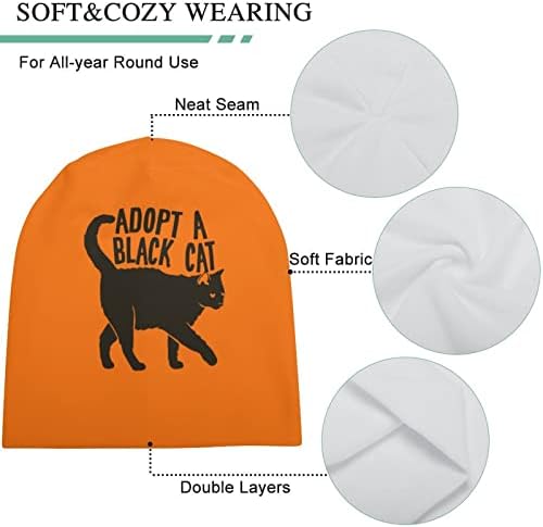Црна мачка Бејни капа меко топло целосна пуловер капа капа за череп капа за унисекс