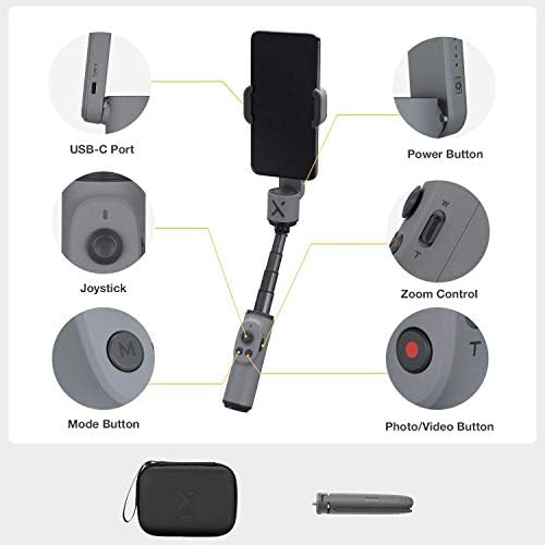 Zhiyun мазен X комбо комплет со мини стабилизатор на смартфон со 2-оски за gimbal стабилизатор за iPhone Android Samsung, Selfie Stick, YouTube