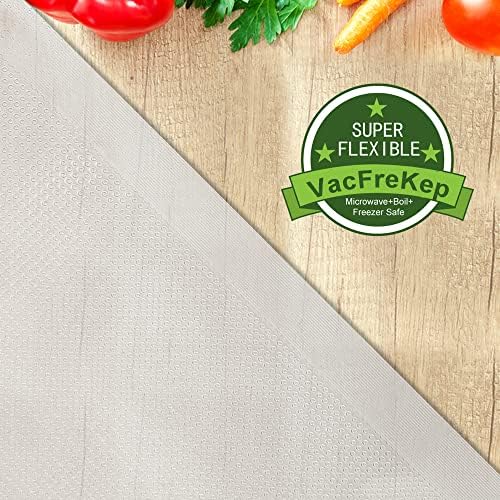 Vacfrekep 2 пакет 20cmx15m вакуумски заптивки торбички ролни за храна, комерцијална оценка, БПА бесплатно, превенција на пункција, одлично за