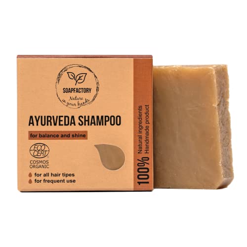 Фабрика за сапун - Органска цврста шампон бар Ајурведа со рицинусово масло за раст на косата, сапун за коса за мажи и жени, природен, веган,